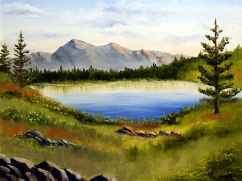 Mountain Lake Landscape Oil Painting by Mark Webster