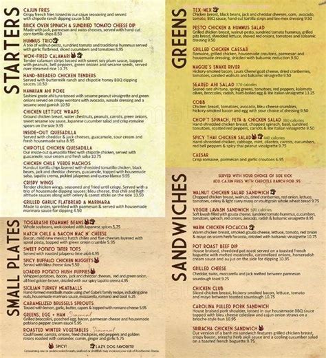 Menu at Lazy Dog Restaurant & Bar, Downey