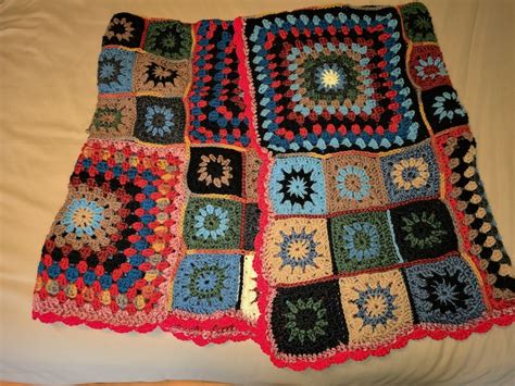 Afghan Granny Square Crochet Multi Colored - Etsy