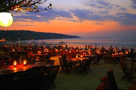 Jimbaran Bay the bright, fine sand and sunset view in south Bali ...