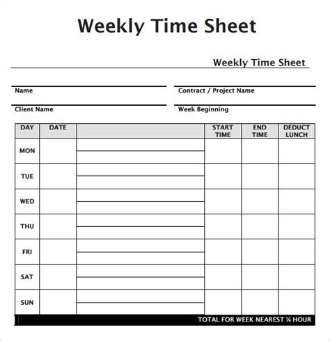 Weekly Employee Timesheet Template | Timesheet Template pertaining to Weekly Time Card Templat ...