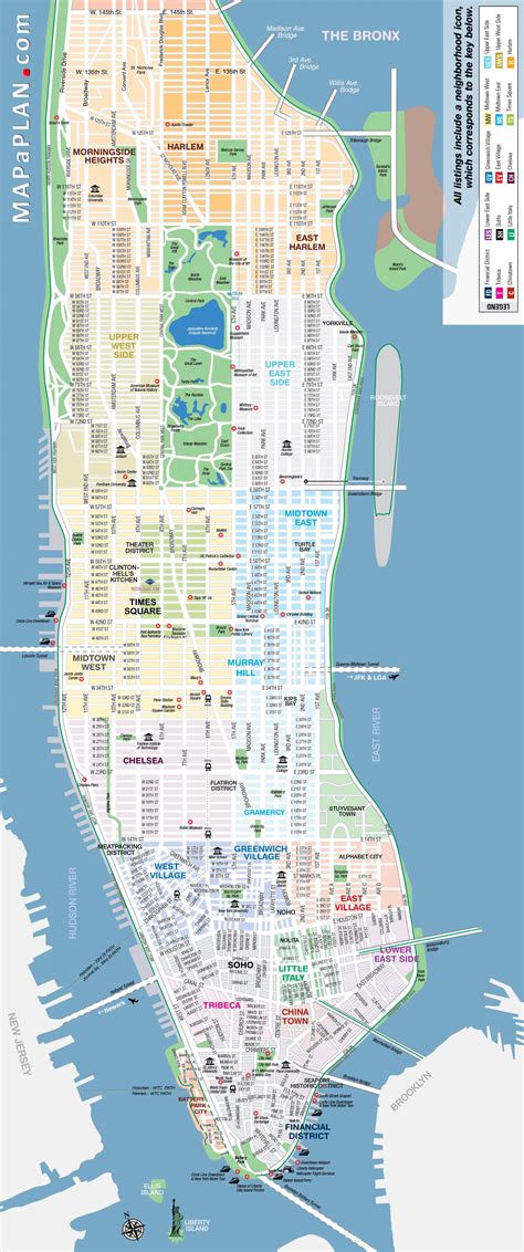 Imprimible mapa de Manhattan - Libre para imprimir el mapa de Manhattan ...