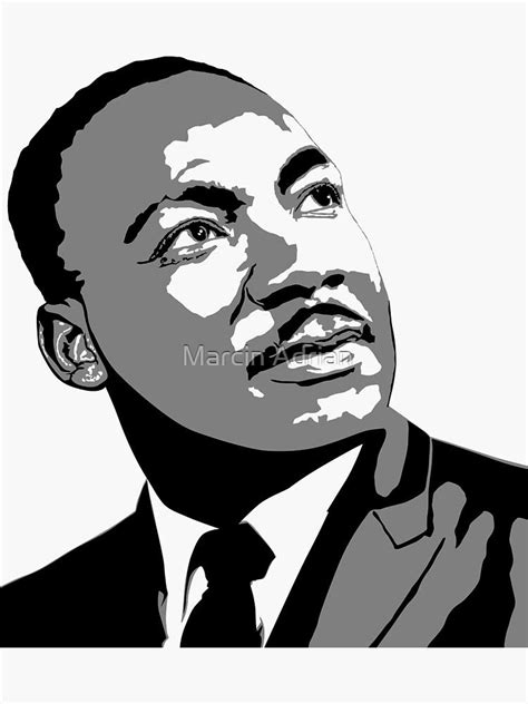 "Martin Luther King / MLK, black and white silhouette illustration" Sticker by MarcinAdrian ...