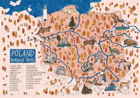 Poland National Parks - Illustrated map on Behance