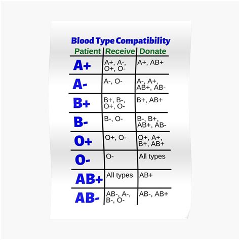 Blood Type And Compatibility Chart Poster | ubicaciondepersonas.cdmx.gob.mx