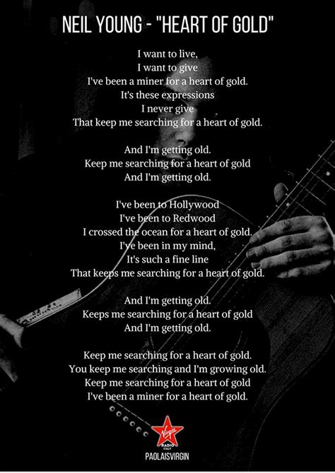 Heart of gold Neil Young Lyrics | Young lyric, Neil young, Song lyrics art