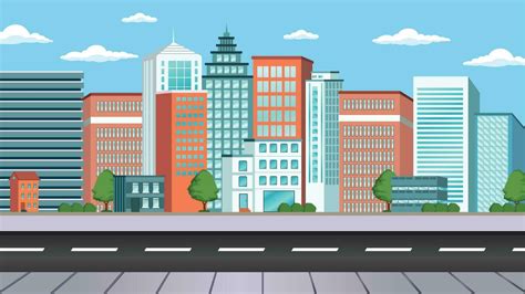 A city landscape vector illustration buildings and road designed with ...