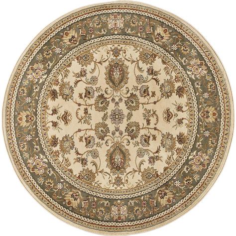 Tayse Rugs Sensation Beige 8 ft. Round Traditional Area Rug-4722 Ivory ...