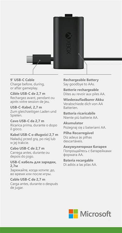 Official Microsoft Xbox Play and Charge Kit w/Rechargeable Battery ...