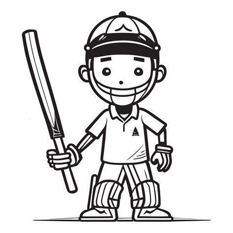 Cricket Player Vector Clipart, Black and white Cricket player vector ...