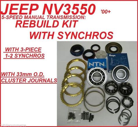 NV3550 TRANSMISSION REBUILD KIT WITH SYNCHRO RINGS & 33mm OD C/S BEARINGS FITS '00-'04 JEEP ...