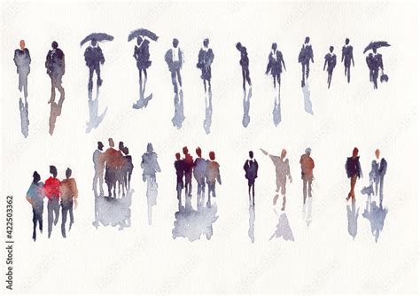 Set of abstract people in watercolor illustration sketch drawing Stock ...