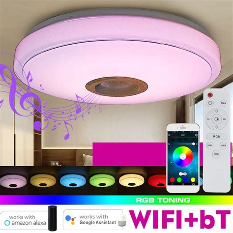 Jual Lampu Led RGB Plafon Ceiling Light With Speaker Bluetooth 36W 33cm | Shopee Indonesia