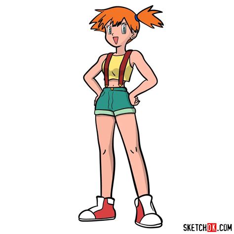 How to draw Misty from Pokemon anime - Sketchok easy drawing guides