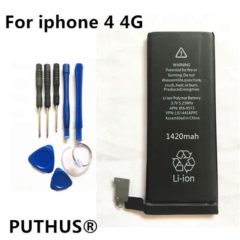 For iphone 4 battery 1420mAh 3.7V Li ion Internal Battery Replacement ...