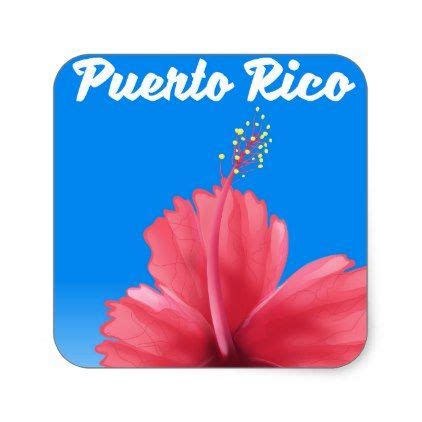 Puerto Rico Flor de maga travel poster Square Sticker | Zazzle | Travel ...