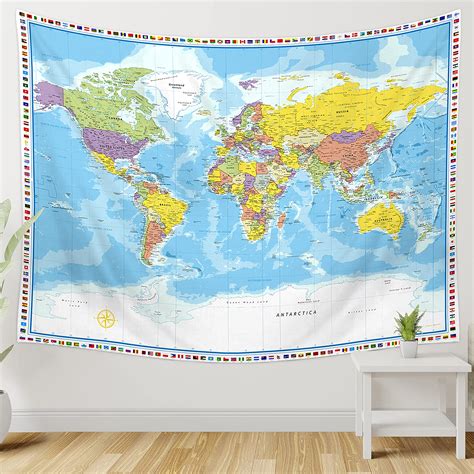 Buy Large World Map Tapestry Wall Hanging Tapestry World Map For Kids Educational Tapestry With ...