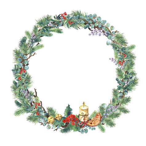 Watercolor Christmas Wreath By Evgeniia Grebneva Painting ...