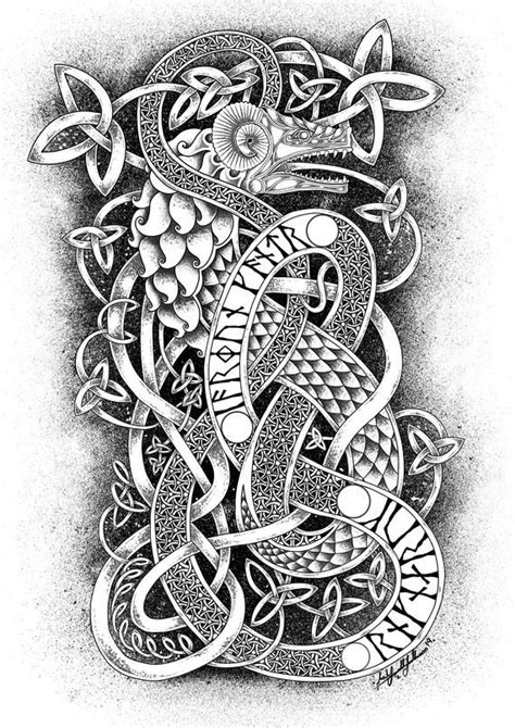 Jormungandr the Midgard Serpent Traditional Norse - Etsy | Norse tattoo, Viking tattoos, Nordic ...