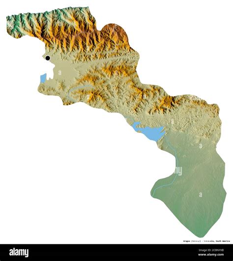 Shape of Aragua, state of Venezuela, with its capital isolated on white ...