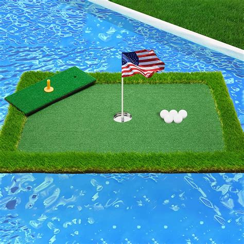 Floating Golf Green for Pool, Floating Chipping Green, Pool Golf Turf Mat Set for Adults Outdoor ...