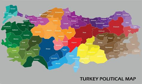 mapa político da Turquia dividido por estilo de simplicidade de ...