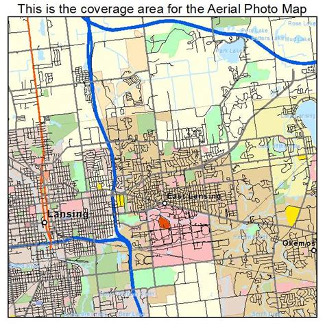 Aerial Photography Map of East Lansing, MI Michigan