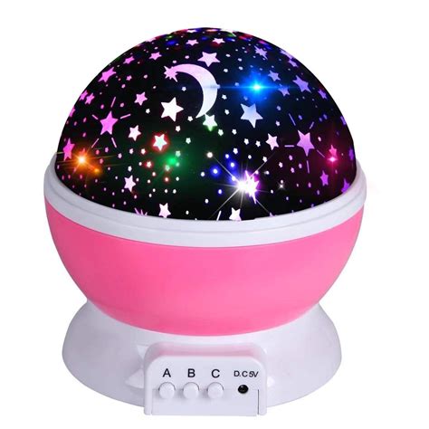 Night Light Projector, 360 Degree Rotation Kids Projector Night Light with 8 Multicolor, Starry ...