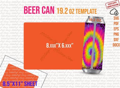 Beer Can Svg Beer Can 19.2 Oz Label Template Beer Can - Etsy