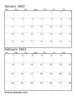 Download 1863 Printable Calendars