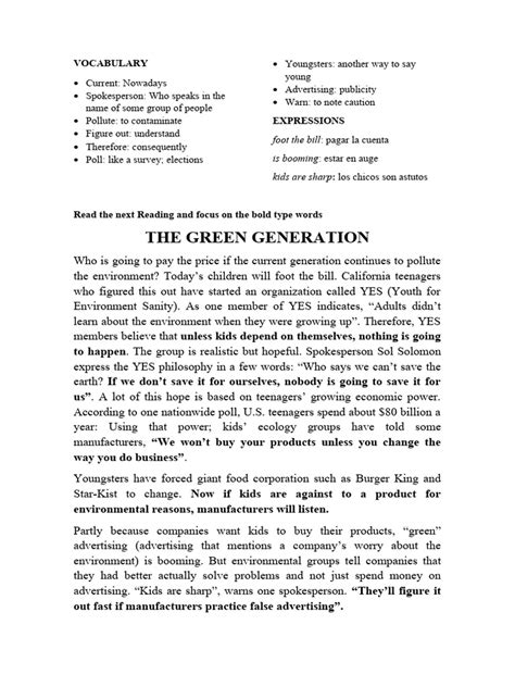 The Green Generation | PDF | Climate Change | Physical Geography