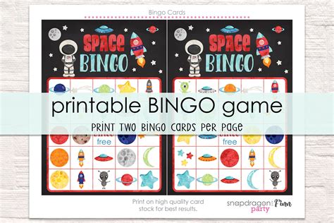 Space Bingo Printable Party Game 30 Bingo Cards Space | Etsy