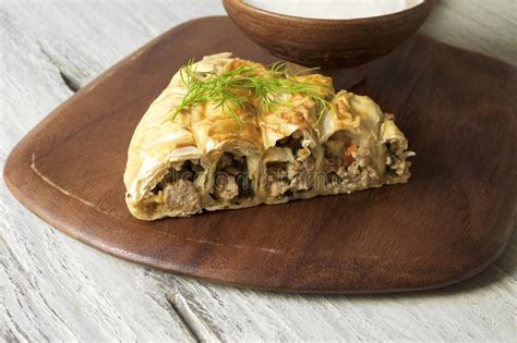 Meat burek stock image. Image of yogurt, breakfast, burek - 58622143