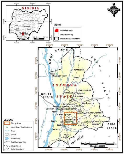 Nigeria showing Anambra State (top) and Anambra State showing the study ...