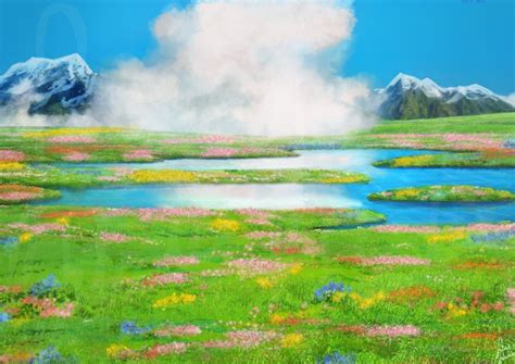 ArtStation - The Flower Field: Studio Ghibli Redraw