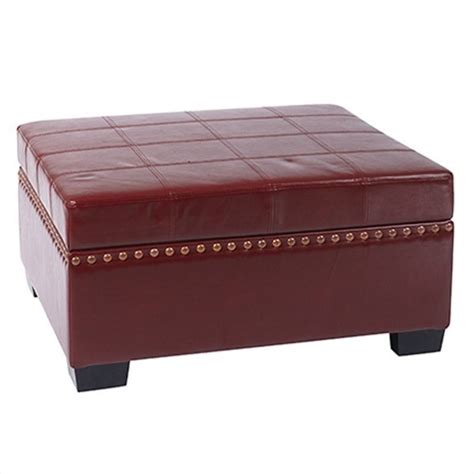 Storage Ottoman with Tray in Cherry Eco Leather - DTR3630-CBD
