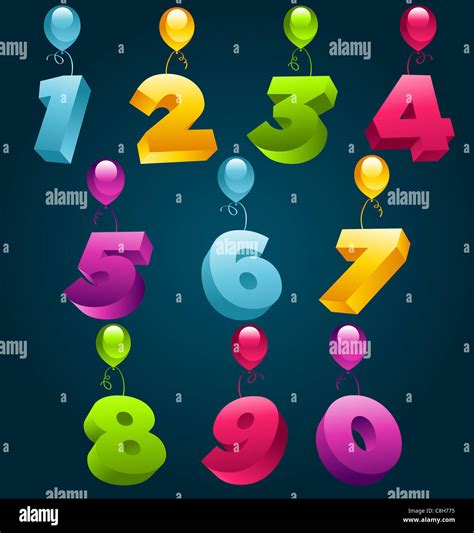 Numbers with colorful birthday balloons Stock Photo - Alamy