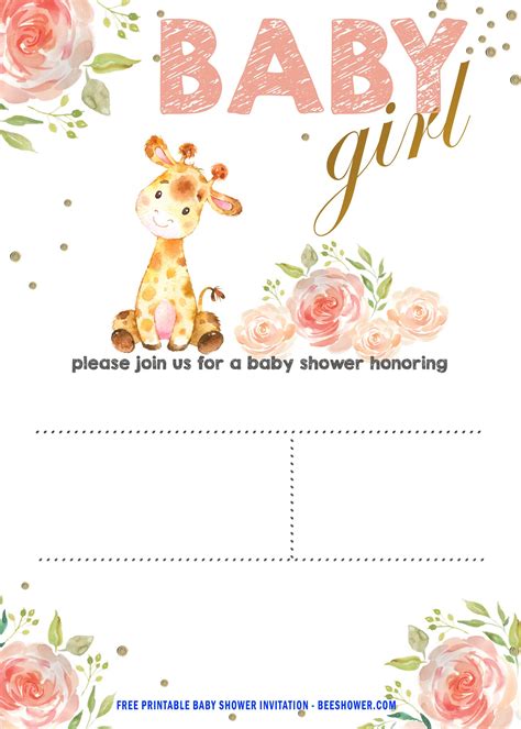 FREE Baby Giraffe Baby Shower Invitation Templates