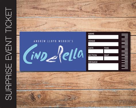 Printable CINDERELLA Broadway Surprise Ticket. Editable - Etsy