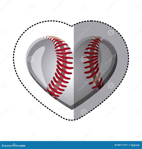 Background Sticker of Heart with Texture of Baseball Ball Stock Illustration - Illustration of ...