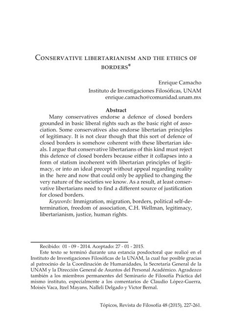 (PDF) Conservative Libertarianism and the Ethics of Borders