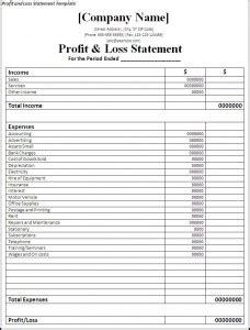 printable Profit And Loss Statement | Free Word's Templates