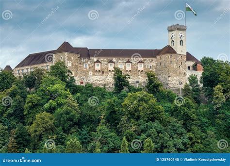 Ljubljana Castle in Ljubljana, Slovenia Stock Image - Image of blue ...