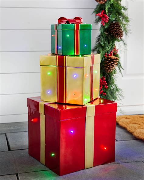 Outdoor Stackable Lighted Christmas Gifts | Balsam Hill