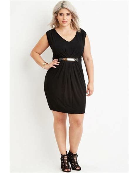 Forever 21 Plus Size Pleated Sheath Dress in Black | Lyst