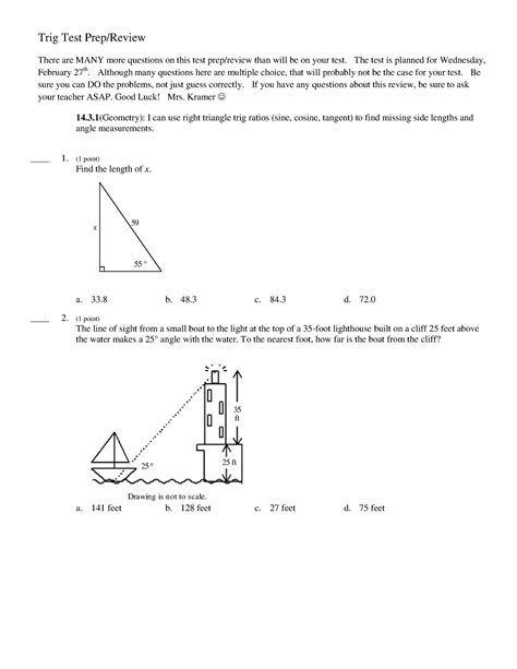 Trig test review - Trig Test Prep/Review There are MANY more questions ...