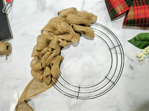 $8 DIY Christmas Burlap Wreath for Front Door using Dollartree Items!