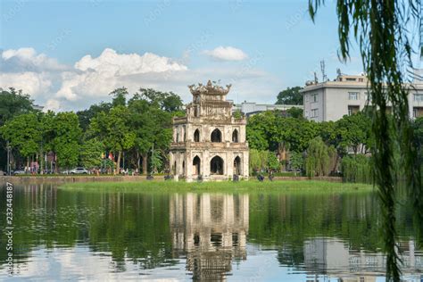 Turtle Tower (Thap Rua) in Hoan Kiem lake (Sword lake, Ho Guom) in Hanoi, Vietnam. Stock Photo ...