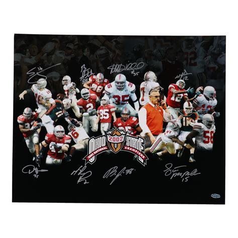 Ohio State Buckeyes "2002 National Champions" 16x20 Photo Signed By (8) with Craig Krenzel, Ben ...