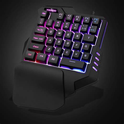 One Handed Keyboard, TSV One-Handed Mechanical Gaming Keyboard RGB LED Backlit Portable Mini ...